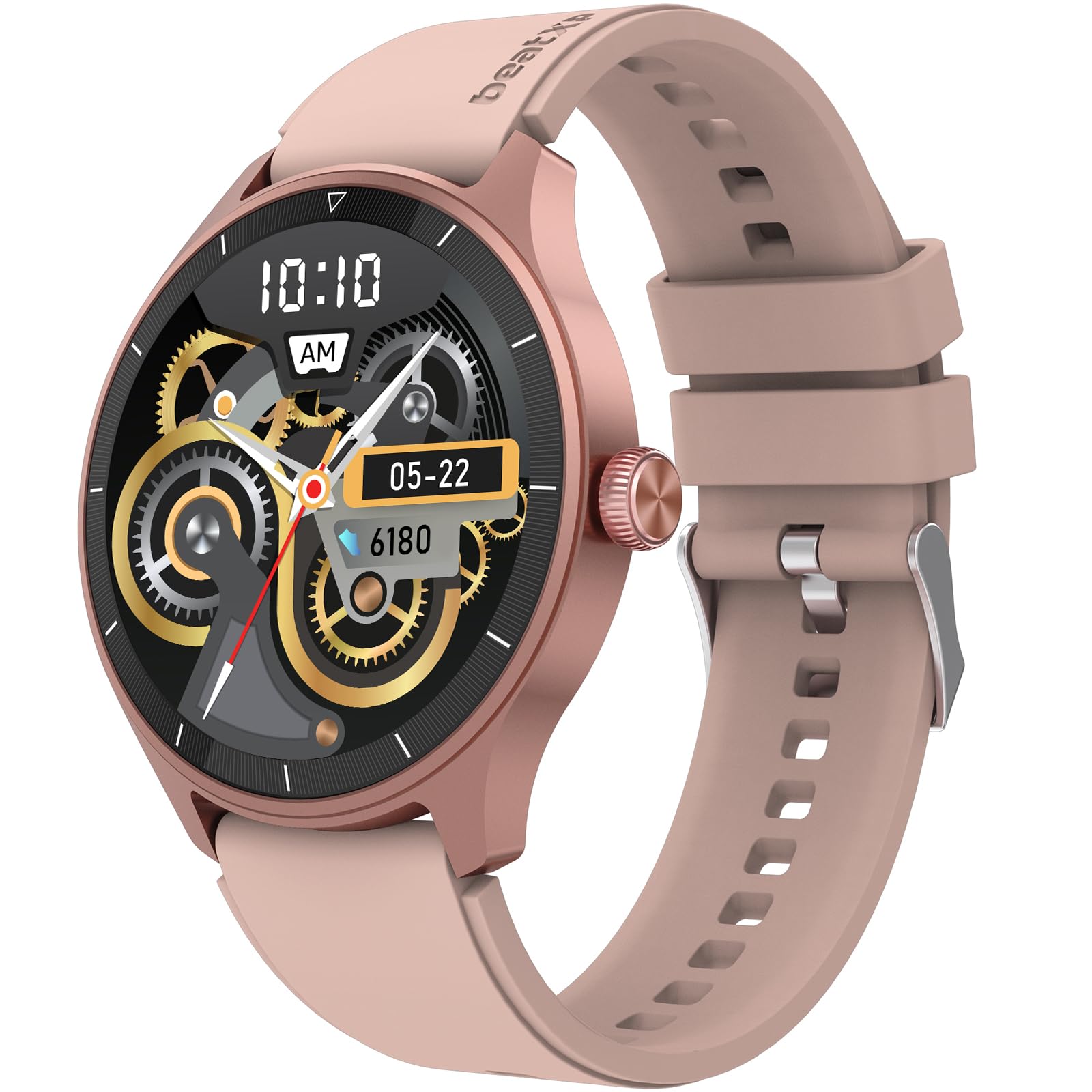 beatXP Flux 1.45" (3.6 cm) Ultra HD Display Bluetooth Calling Smart Watch, 415 * 415px, 60Hz Refresh Rate, Rotary Crown, 500 Nits, Health Tracking, 100+ Sports Modes (Champagne Gold)