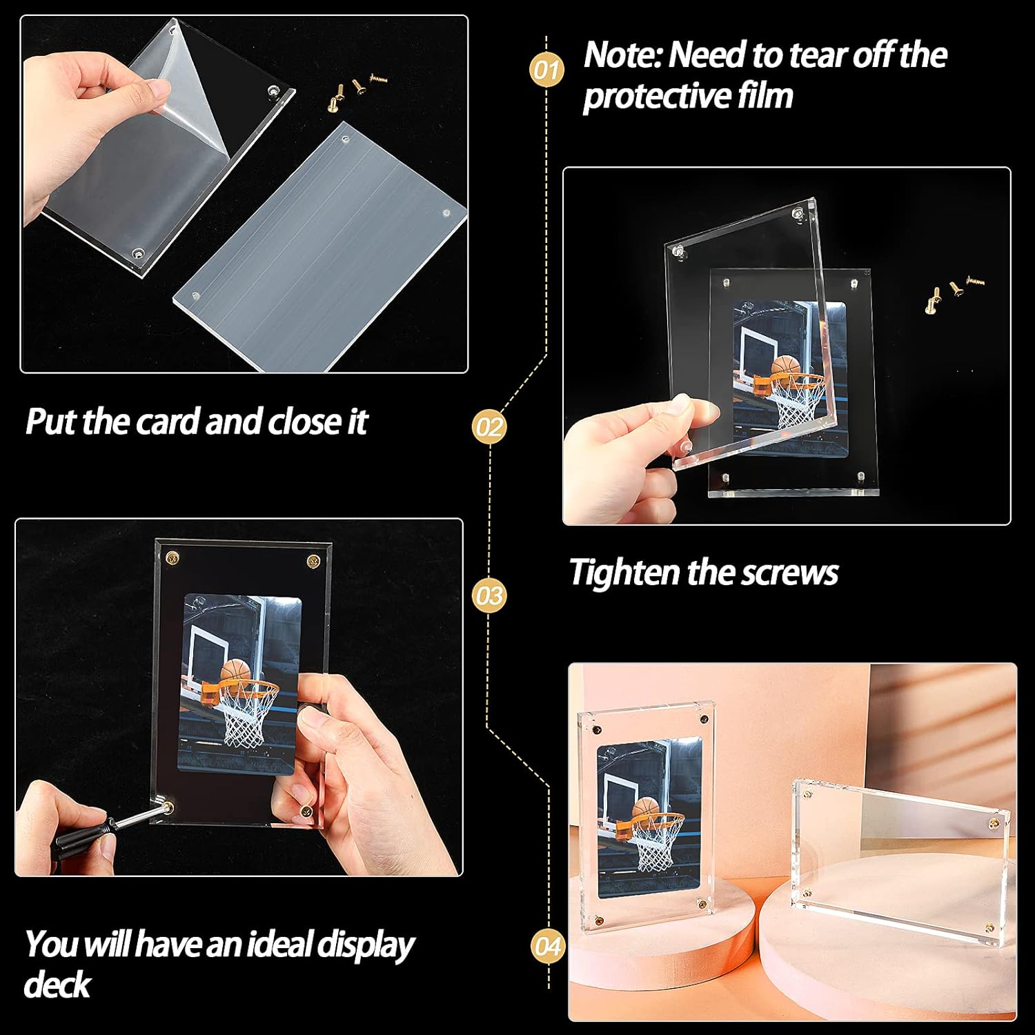 1/2 Inch Acrylic Card Holder Thick Premium Card Holder Collectible Trading Card Albums Cases Sleeves Baseball Card Holders Hard Plastic Card Holder ​Card Sleeves Top Loaders for Cards (1 Piece) : Toys & Games