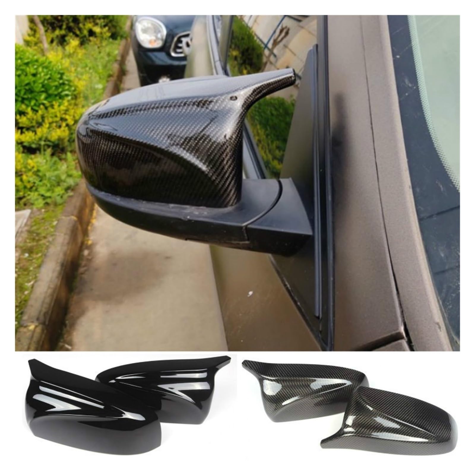 Specchietto retrovisore dell'automobile Per BMW X5 X6 E70 E71 2007-2013 Copertura specchietto retrovisore sinistro + destro portiera laterale auto Coperchio(Carbon Fiber Look)