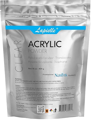 Miniatura 2 de Polvo acrílico profesional para arte de uñas. Larga duración, gran capacidad y secado rápido. (16 oz transparente) y líquido de uñas acrílicas