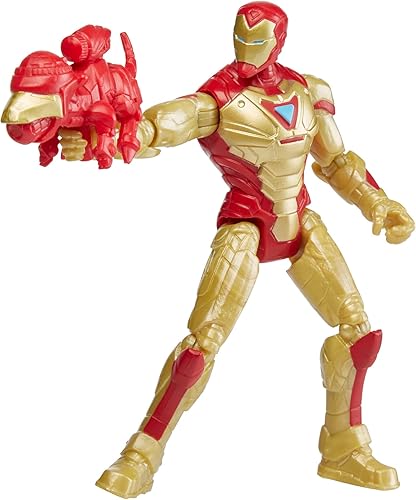Miniatura 2 de Marvel Mech Strike Mechasaurs Iron Man Figura de acción, 4 pulgadas, con accesorio de arma, juguetes para niños a partir de 4 años, tamaño mediano