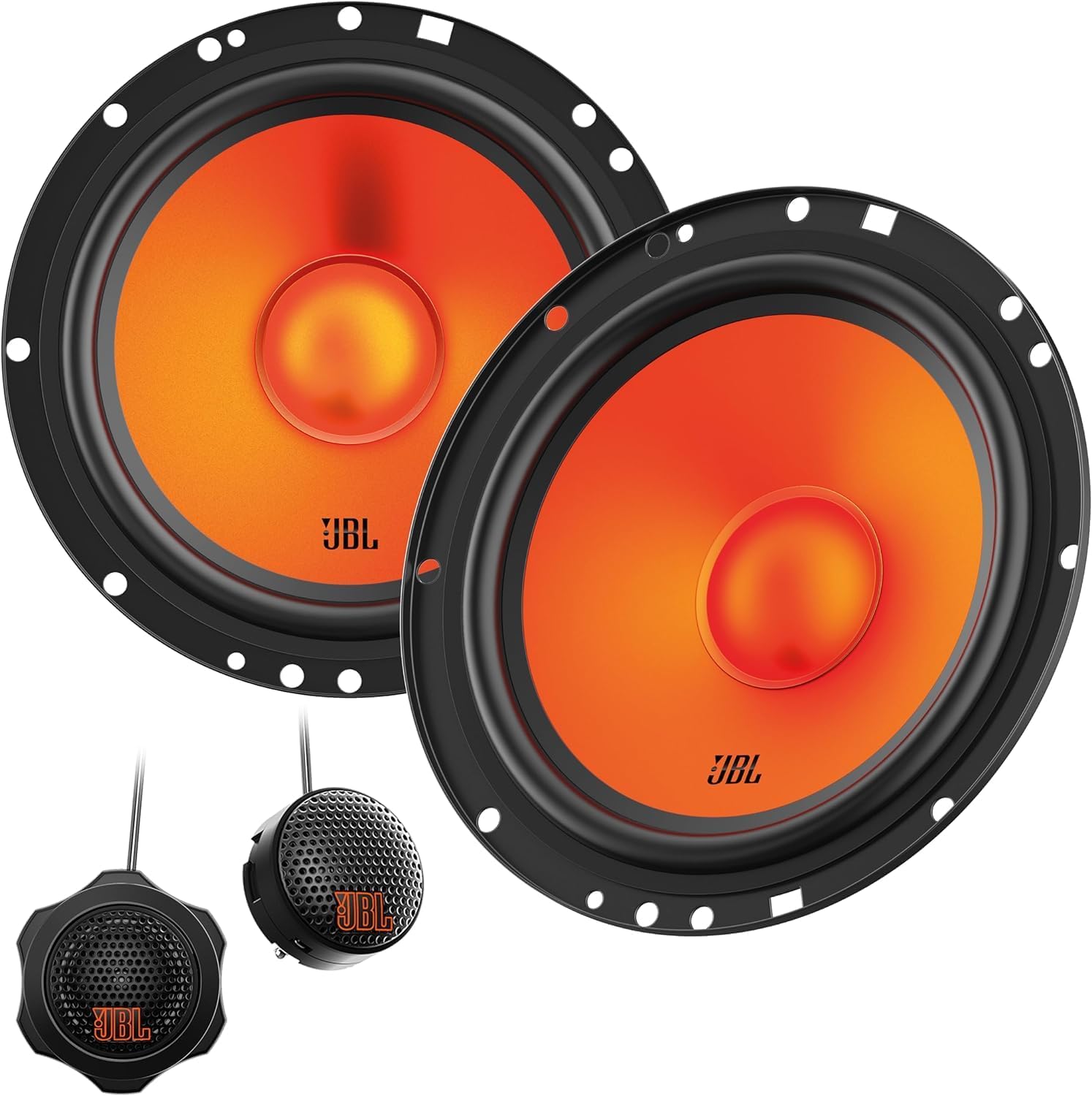 Stage1 GEN2 62CF - 6.5 Inch (165 mm) 2-Way Component Car Speakers - 80W RMS - 240W Peak - Set of 2 Woofers + 2 Tweeters Audio - with Grilles - Compact Fit - OEM Upgrade