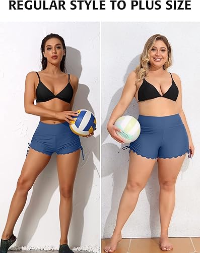 Miniatura 5 de ATTRACO Pantalones cortos de natación para mujer, cintura alta, pantalones cortos de natación