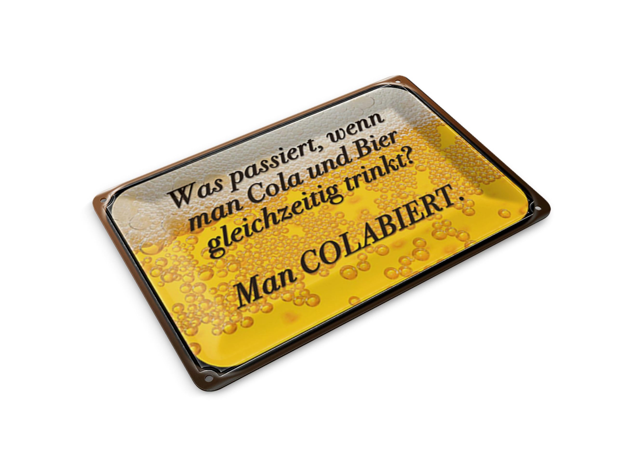 Femer Tin Postcard Saying 14 x 10 cm Was passiert wenn Cola und Bier Decorative Sign