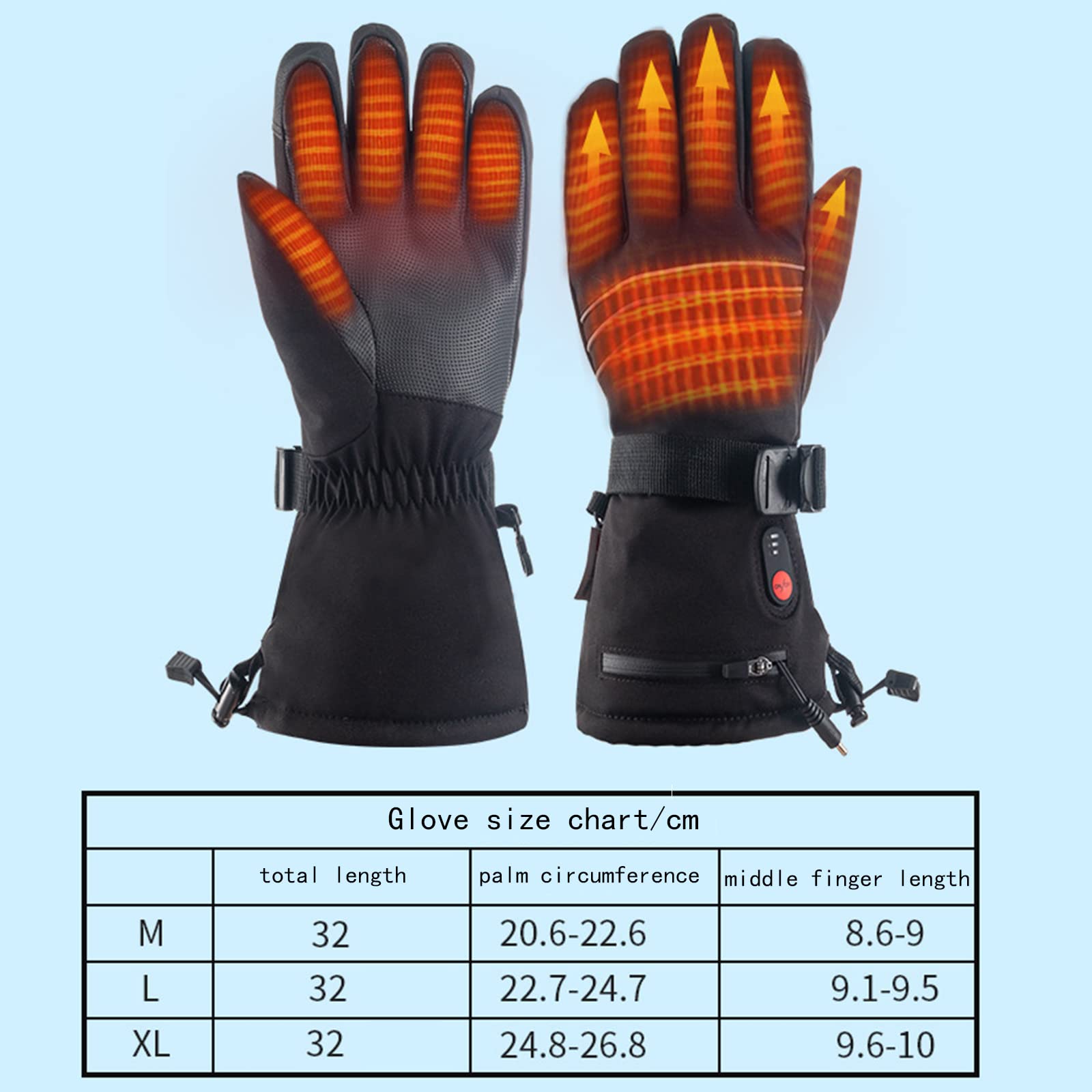 CHEWYNP Guanti Riscaldati Ricaricabili - Guanti da Sci Riscaldati Elettrici per Uomini Donne, Guanti da Moto con Batteria Ricaricabile, Guanti da Snowboard Equitazione Escursionismo Guanti