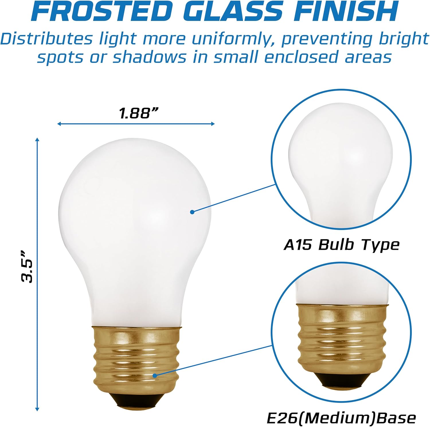 OHLECTRIC A15 Incandescent Bulbs 40 Watt (28-Pack) Small Bulb, Frosted Light Bulbs, Dimmable Bulb, 2700k Warm White, E26 Medium Base, 2500 Hours, 280 lumens, 130 Volts - Pack of 28 Bulbs