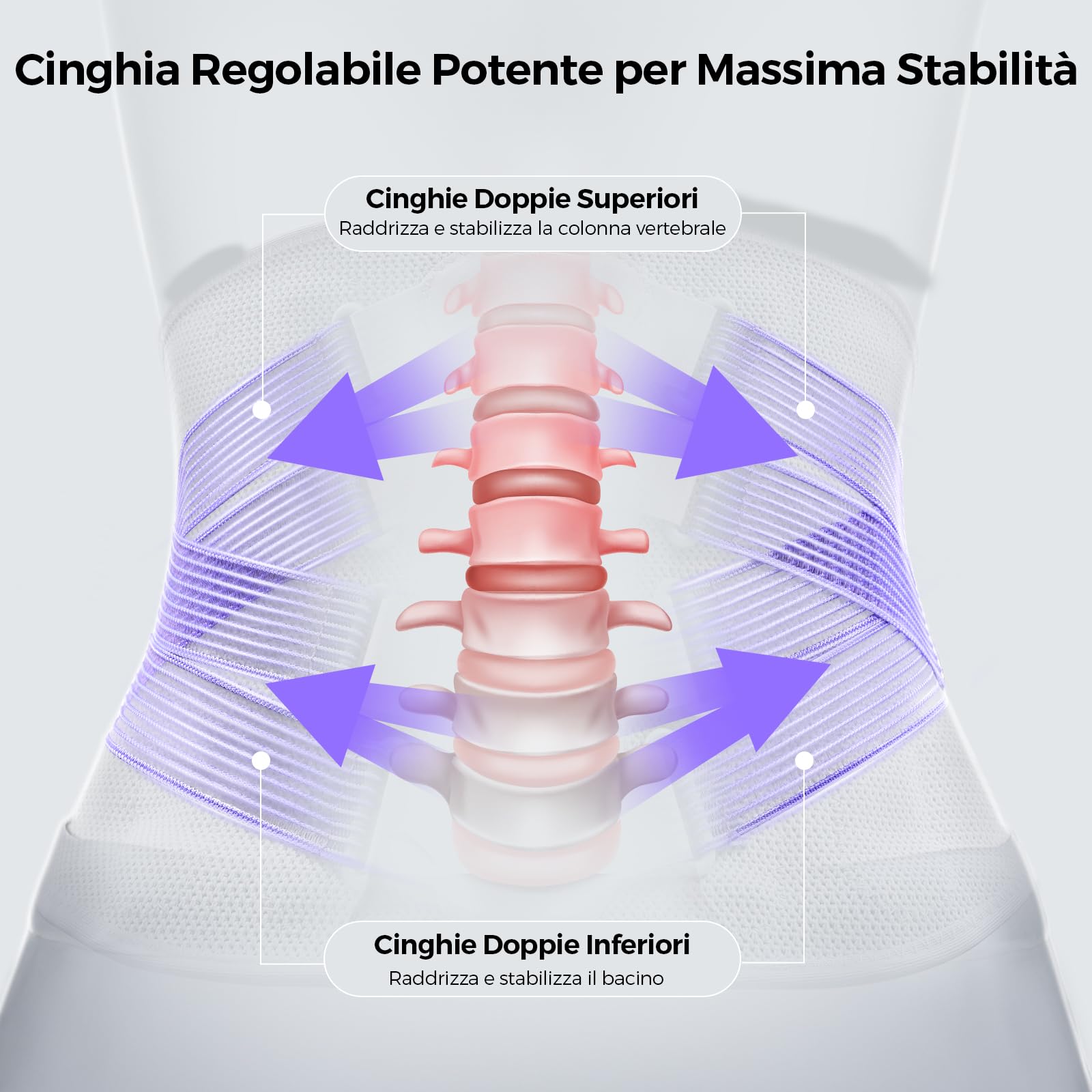 FREETOO Fascia Lombare Supporto Schiena Donna, Semirigido Busto Ortopedico Lombare con Stecche per Lavoro Sport, Traspirante Cintura Lombare per Mal di schiena, Dolore lombare, Sciatica, Lordosi