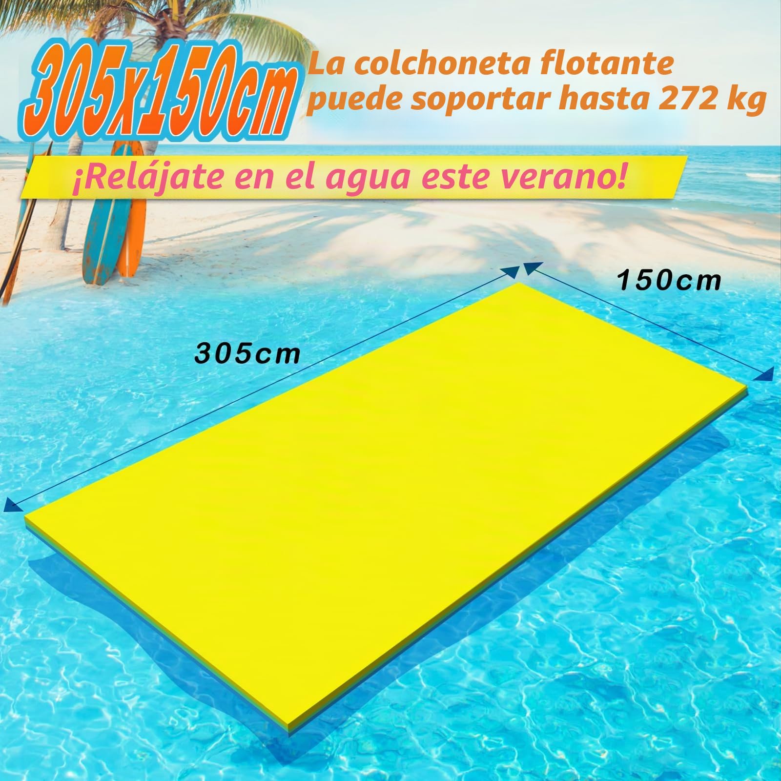 CTSC Alfombra Flotante, Colchoneta Piscina Adultos, 3 Capas flotantes de Agua para Adultos, Alfombra de Espuma XPE Resistente al desgarro para mar, Playa, océano, Piscina