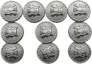 PETMALL 10 pcs Metal Sewing Button - 25mm Antique Vintage Beautiful Suits Button Set for Blazer, Suits, Coat, Uniform, Jacket (Silver) Q2392 - coolthings.us