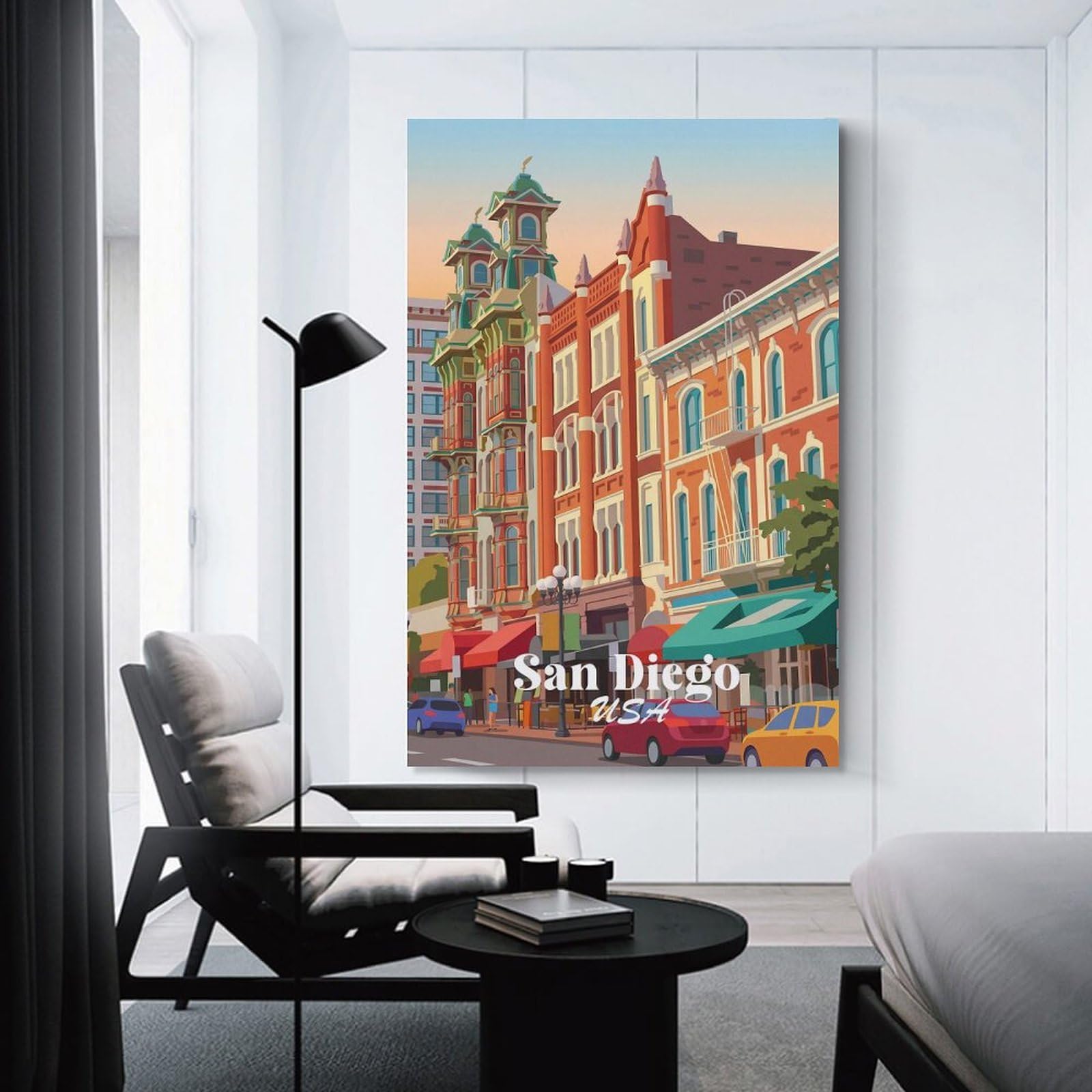 Junmoney Unframe-Style-14 Wall Art Print San Diego Usa, 12X18inch(30X45cm), For Living Room, Lounge Or Sitting Room, Eye Catching Artwork For Blank Walls