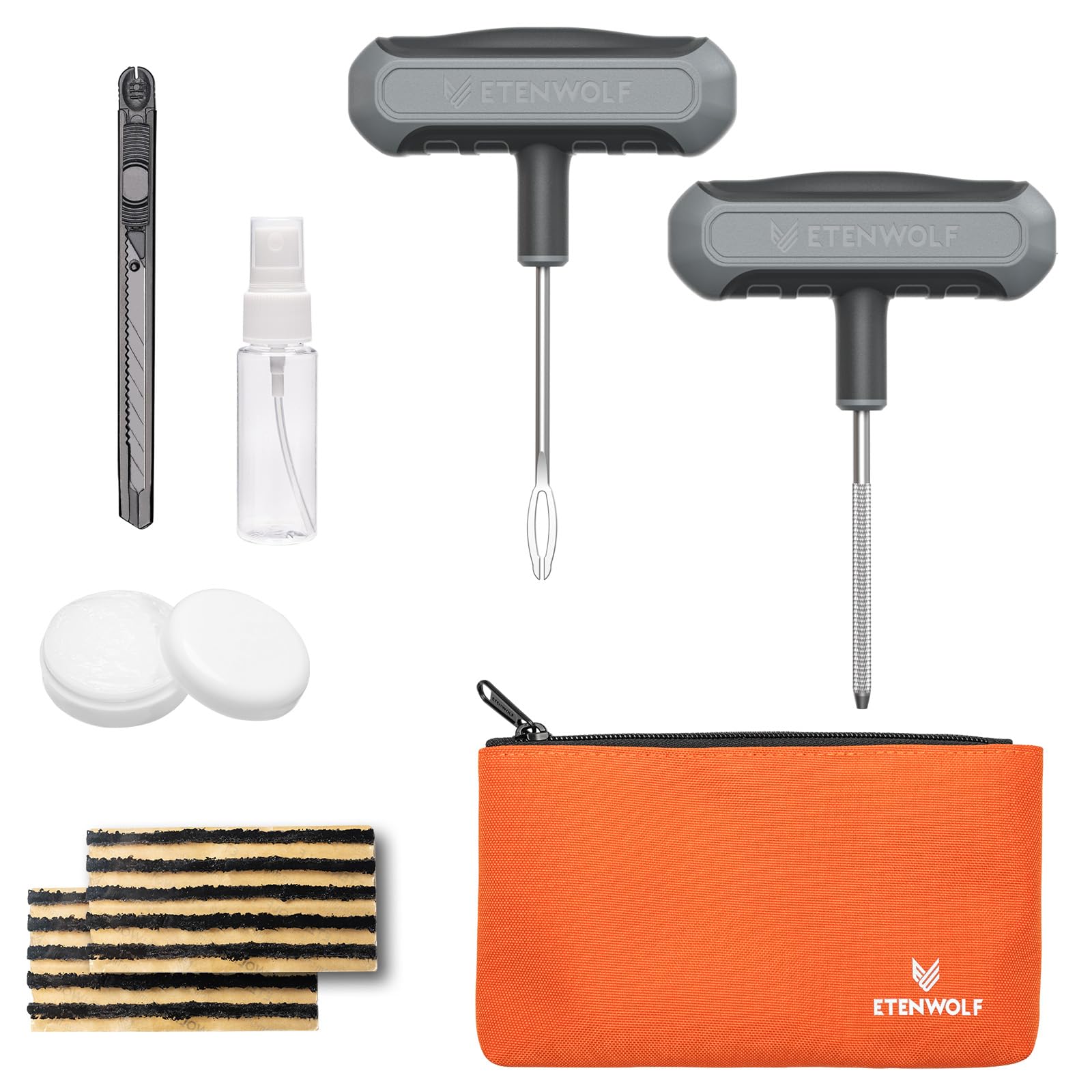 ETENWOLF Flat Tire Repair Kit with Plugs 16 Pcs Heavy Duty Tire Plug Kit for Car Motorcycle ATV