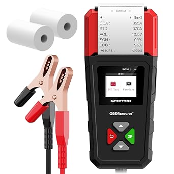 OBDResource BM550 Ultra Car Battery Tester with Printer 100-2000 CCA Load Capacity for 6V 12V 24V Batteries,Automotive Digital Battery Analyzer for Truck, Boat, RV, Marine Vehicle and More