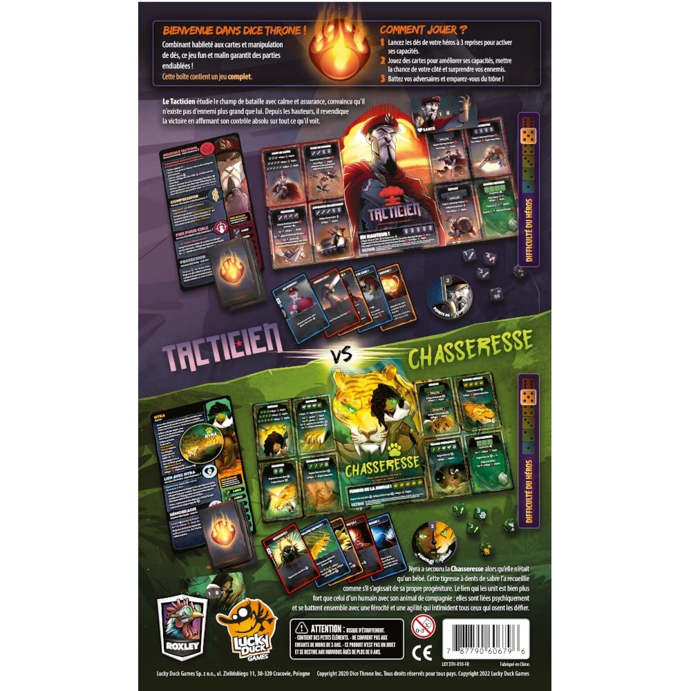 LUCKY DUCK GAMES | Dice Throne: Tacticista vs Cazadora | Juego de Mesa para Adultos y Niños | Juego de Estrategia | Combate de Dados y Poderes | 2 Jugadores | 20-40 Min | Español