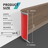 Vista 20 de Baseboard Trim, 4 Inch(W) x 20 Feet(L) Peel and Stick Flexible Baseboard Molding Trim, Self Adhesive Vinyl Baseboard Cove Base, Base Boards for Black