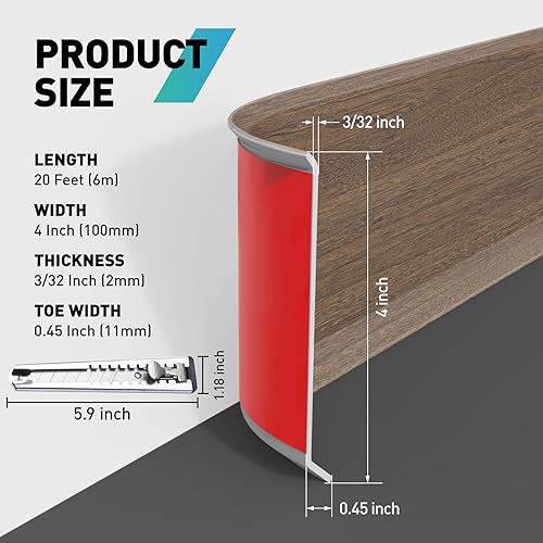 Miniatura 20 de Baseboard Trim, 4 Inch(W) x 20 Feet(L) Peel and Stick Flexible Baseboard Molding Trim, Self Adhesive Vinyl Baseboard Cove Base, Base Boards for Black