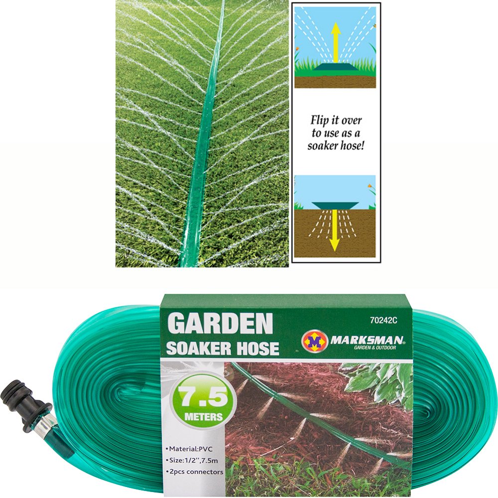 Bargains-Galore Green 7.5M Garden Soaker Hose Pipe - Irrigation Sprinkler System, Bed & Plant Rows | Ideal For Young Seedlings, Lawn, Flowers, Grass, Hedges, All Plants & Vegetables