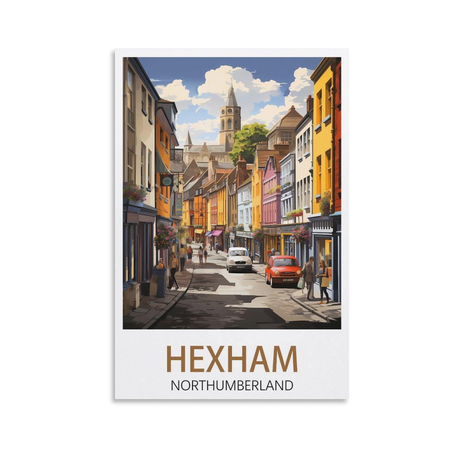 EZMLFA Diamond Art Kits Adults,Hexham Northumberland Street,5D Dimond Picture, Crystal Gem Art Crafts for Boys Girls, DIY Mosaic Creations Set for Home Decor 40x40cm
