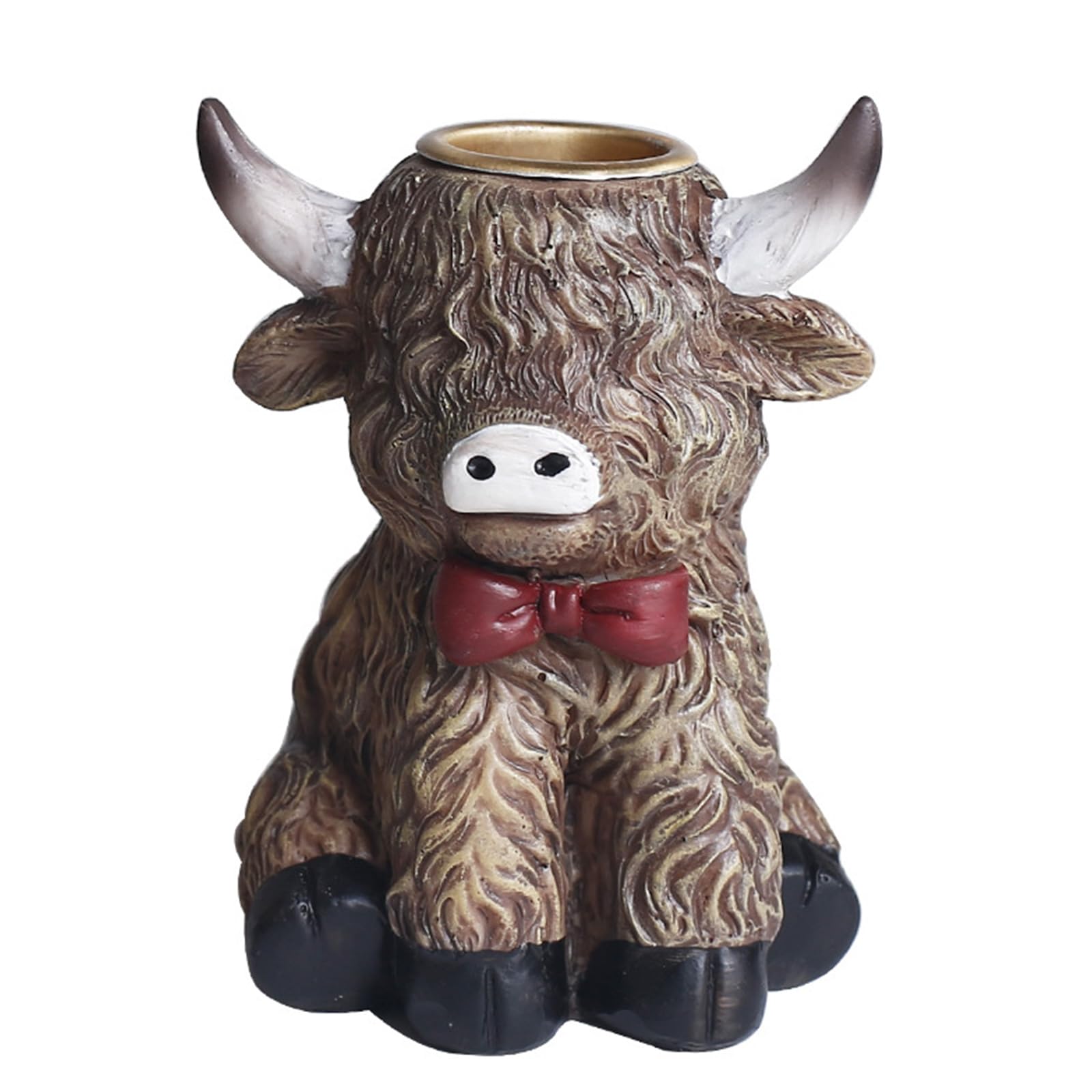 HZBB Resin High Cow Statue Taper Holders for Home Party Centerpieces Decors Perfect for Festivals and Gift High Cow Statue