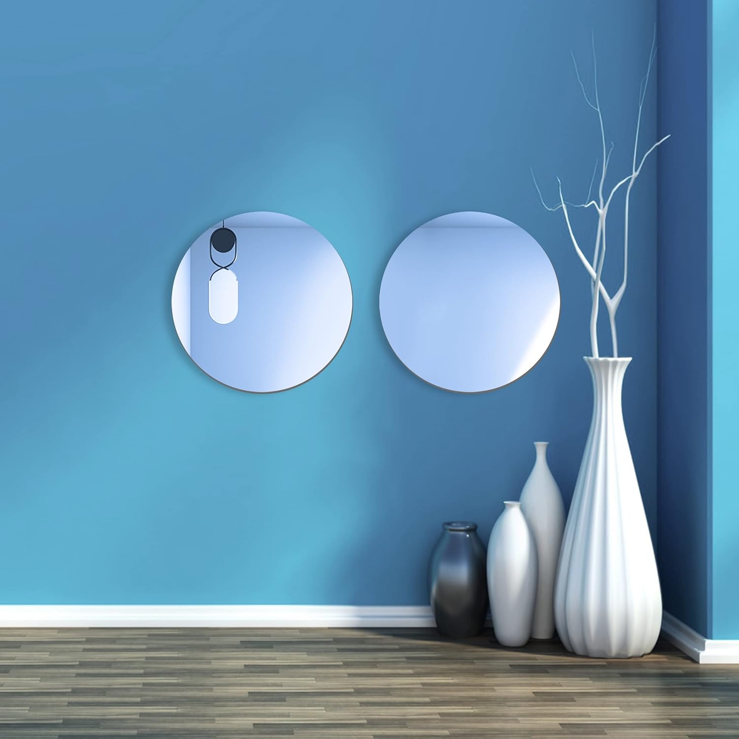 12Pcs Round Mirror Wedding Table Centerpiece, Candle Tray for Wedding Reception Decorations, Round Circle Tray for Party, Christmas Decorations Centerpieces, Glass Candles Plates, 8"