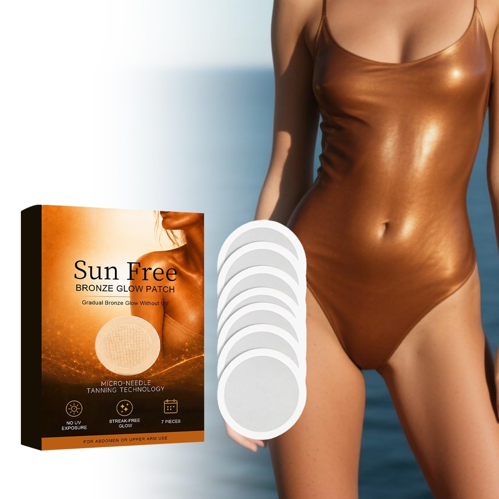 Parche autobronceador en Microneedles, pegatinas de bronceado sin sol para obtener una piel oscura y uniforme, parche de bronceado práctico para usar en casa para el cuidado de la piel