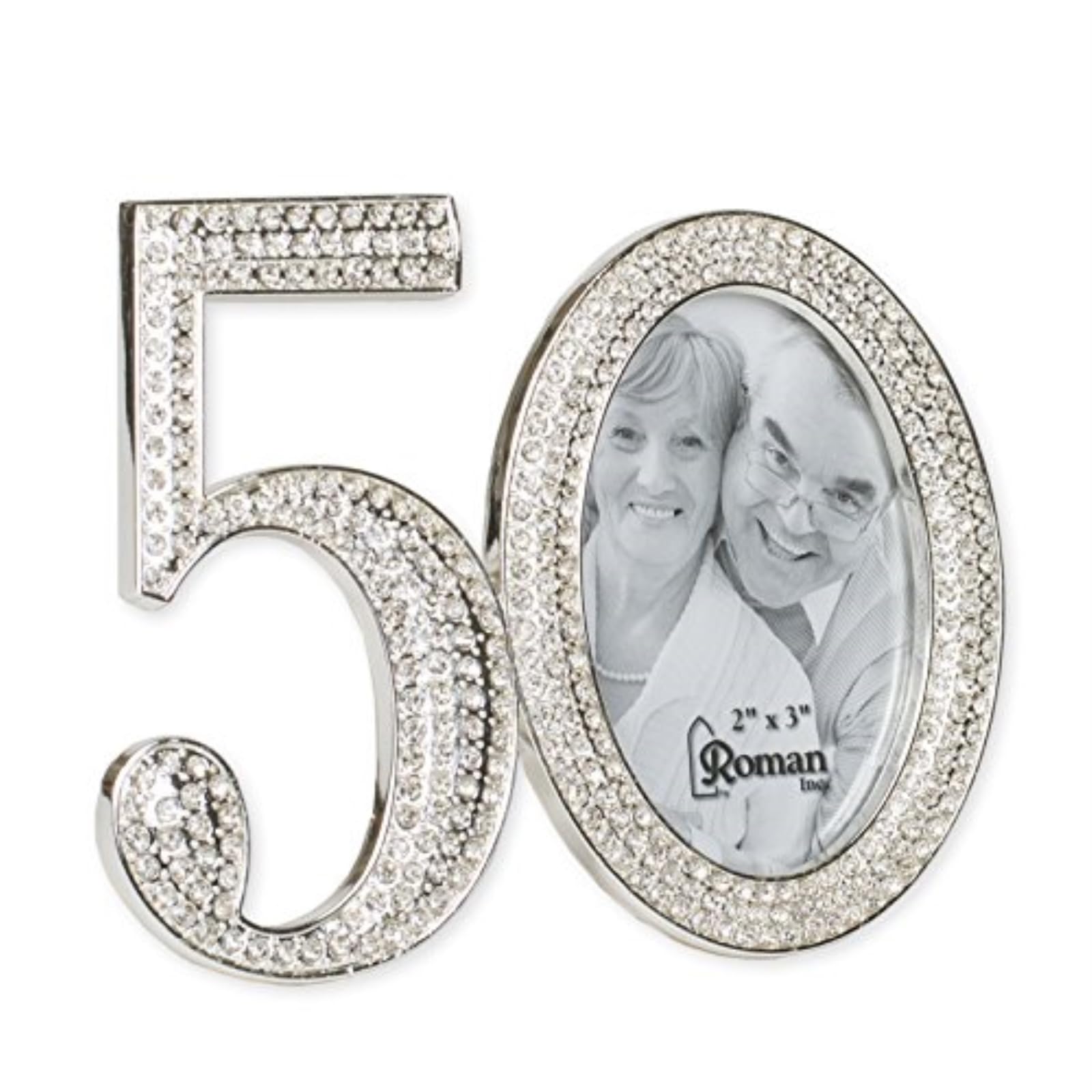 Cadre photo 50ème anniversaire en alliage strass 7,6x11,4 cm cadeau souvenir de mariage idéal