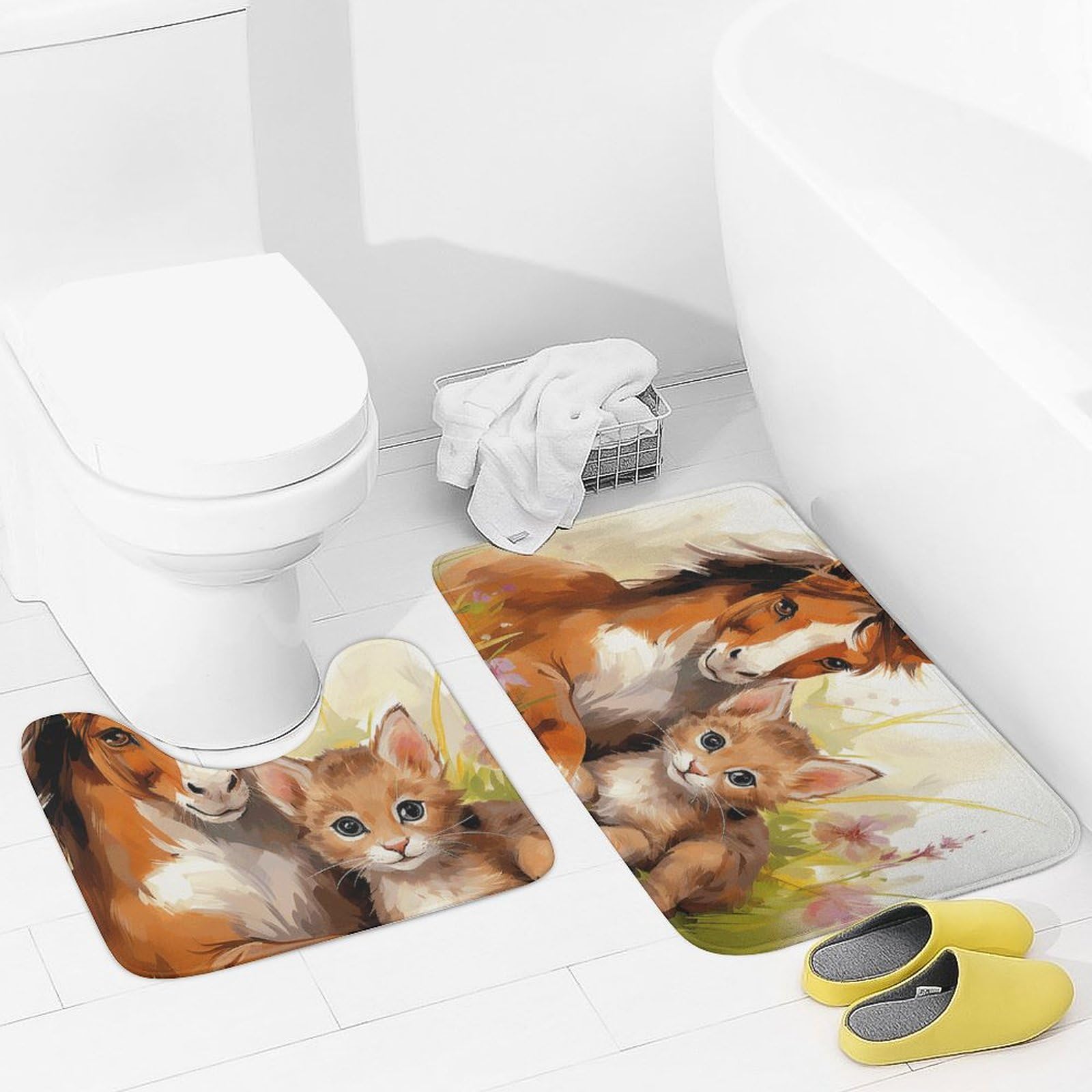 Tapis de salle de bain doux lot de 2 tapis de toilette en U