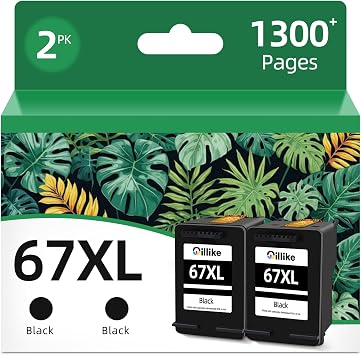 67XL Black Ink Cartridge Replacement for HP 67 Ink XL hp67 Black,2-Pack Use with DeskJet 2827e 2855e 2700 4100 2700e 4227e 4255e 4155e 2755e Envy 6000 6000e 4100e Series 6055e 6455e Printer