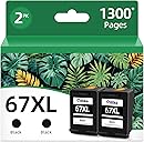67XL Black Ink Cartridge Replacement for HP 67 Ink XL hp67 (Black,2-Pack) Use with DeskJet 2827e 2855e 2700 4100 2700e 4227e 4255e 4155e 2755e Envy 6000 6000e 4100e Series 6055e 6455e Printer