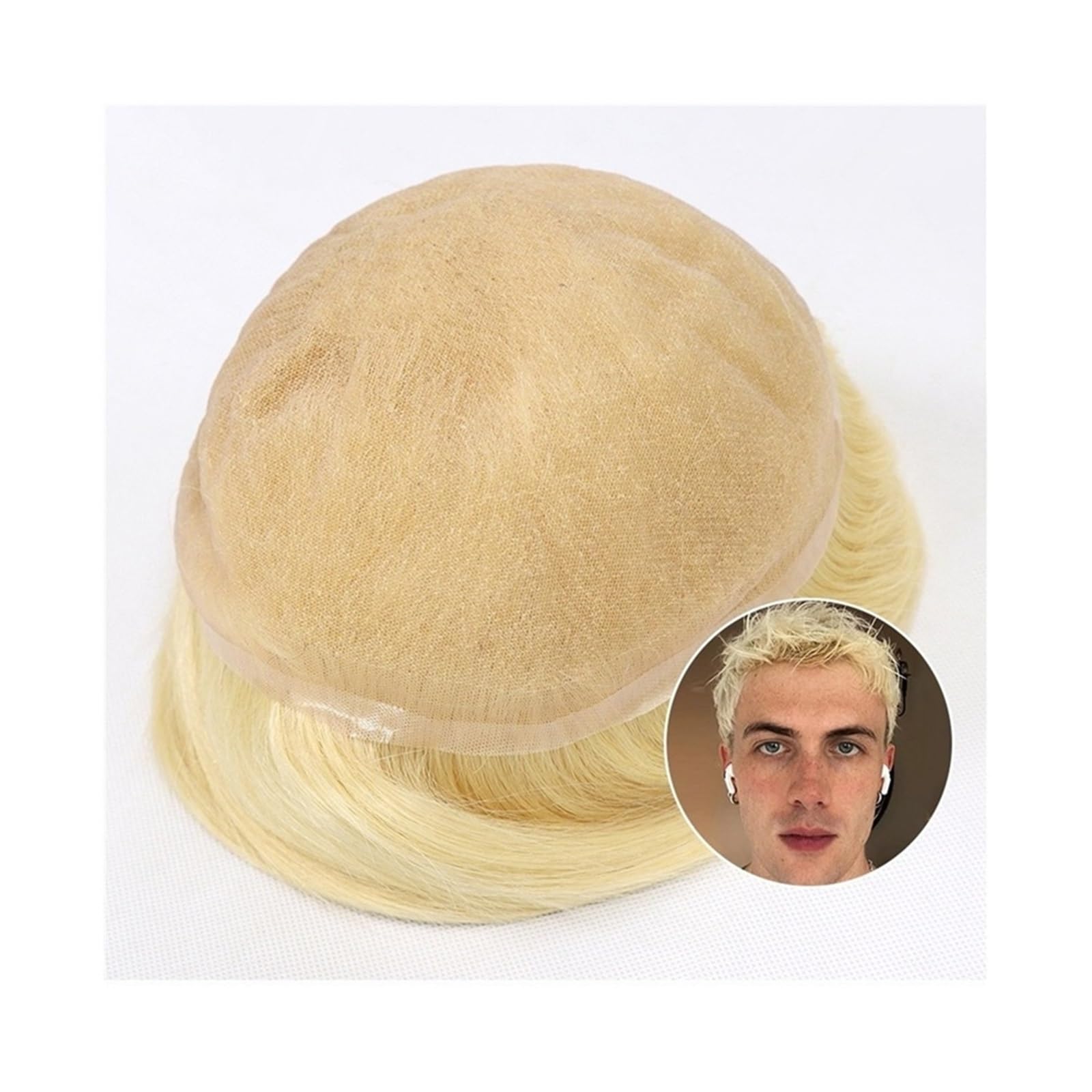 Uomini Parrucchino for capelli umani for unità di sistema lisci da uomo in pizzo pieno traspirante Acconciatura