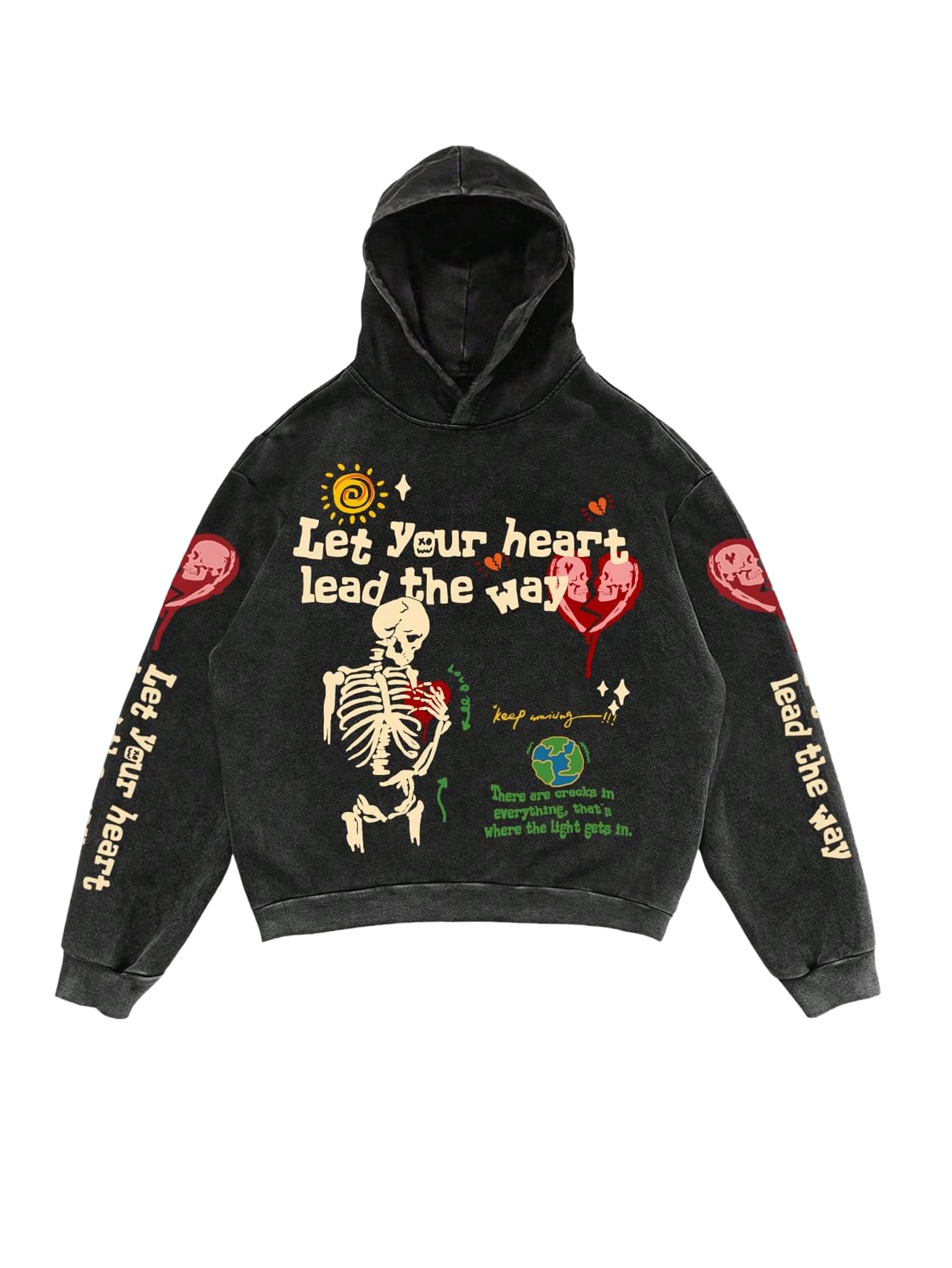 SOLY HUX Men's Gothic Sweatshirts Graphic Long Sleeve Hooded Shirts Streetwear Hoodies Fall Clothes