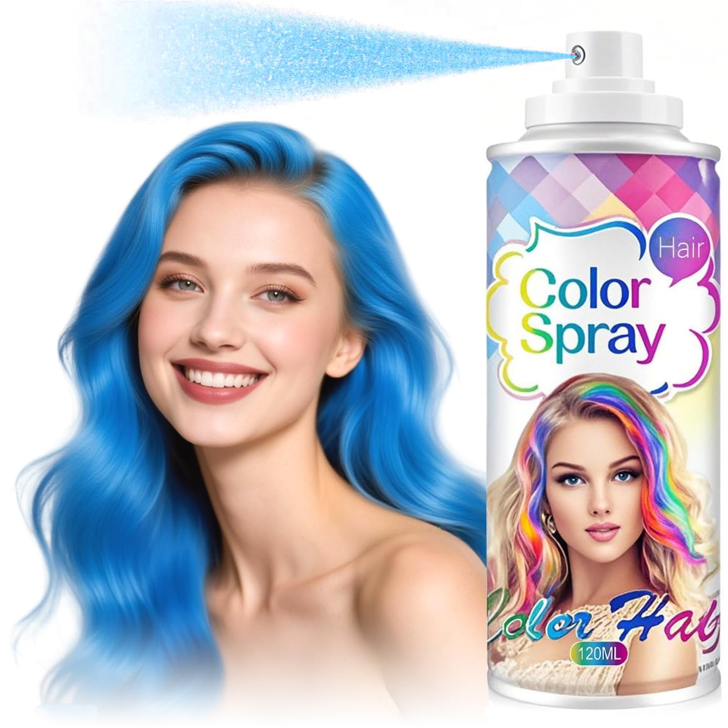 Blue Temporary Hair Color Spray for Kids and Women, Washable One-time Use Hair Color Dye, Natural Hair Strong Style Coloring Gel Cream for Party,