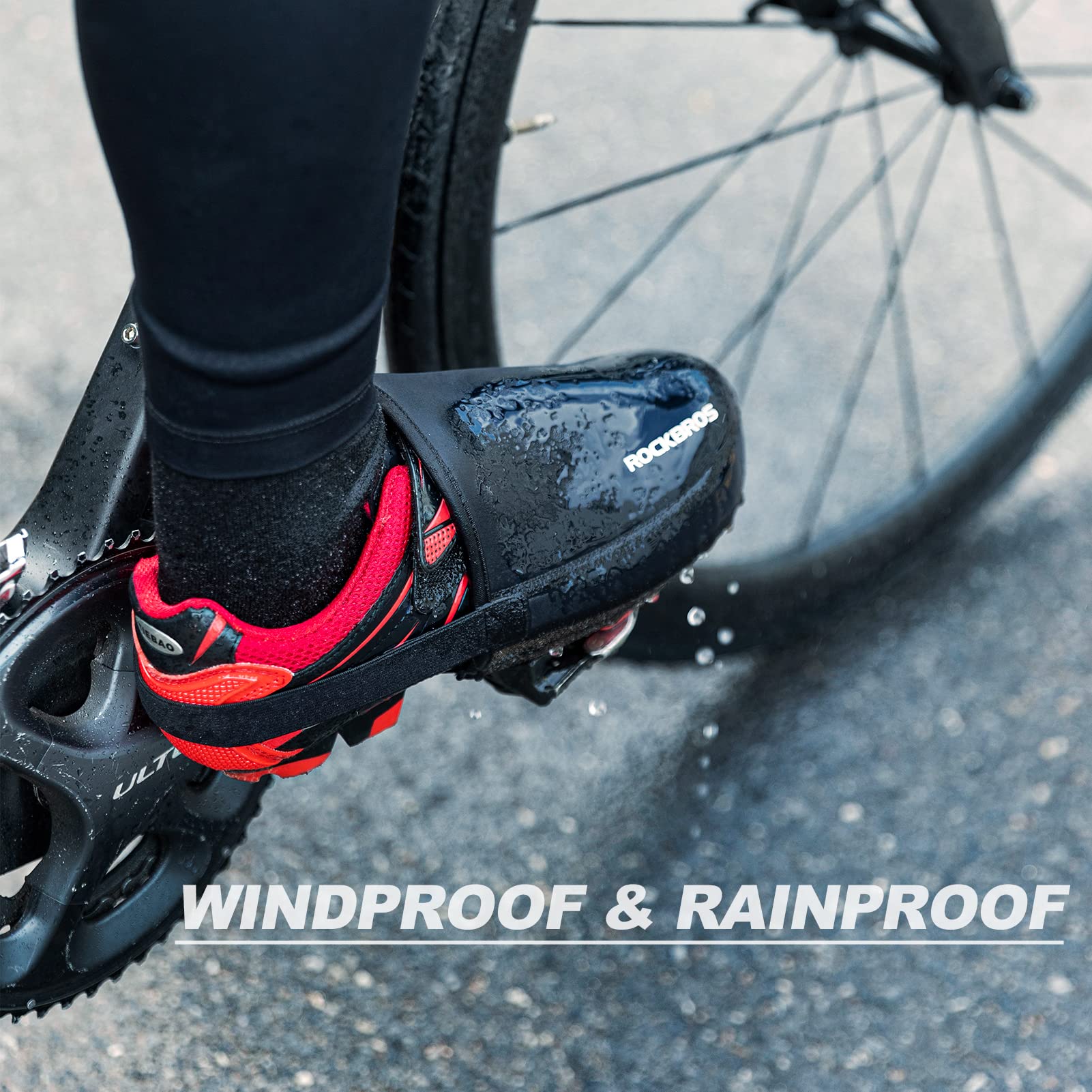 ROCKBROS 1 para pokrowców na buty kolarstwo wodoodporny rower wiatroszczelny wiązany półbut pokrowiec rowerowy termiczne ochraniacze na palce cieplejsze unisex odporne jazda trwałe MTB szosowe