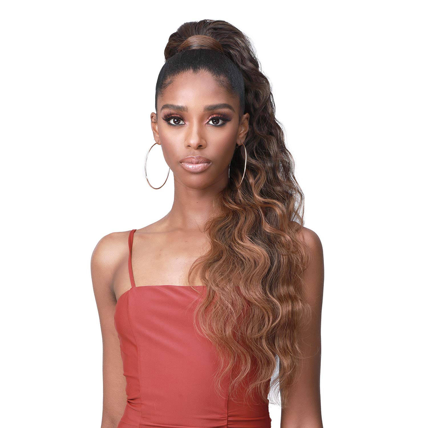 BOBBI BOSS Bobbi Boss Human Hair Blend Tress Up Miss Origin Ponytail Body Wave 28 inch (NATBLACK)