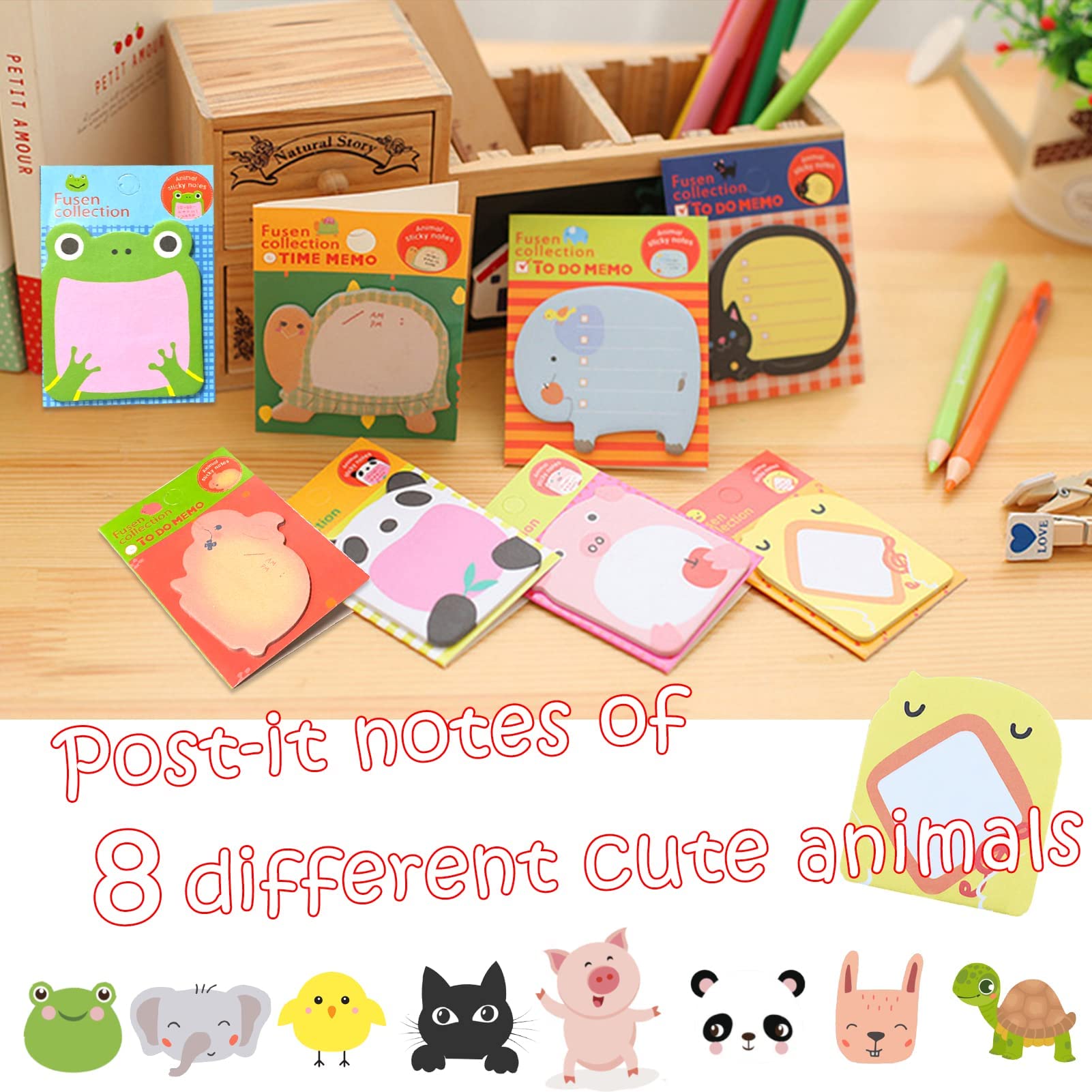 40 Styles Haftnotizen Tiere - 1200 Stück Bunte Notizzettel Für Büro & Schule