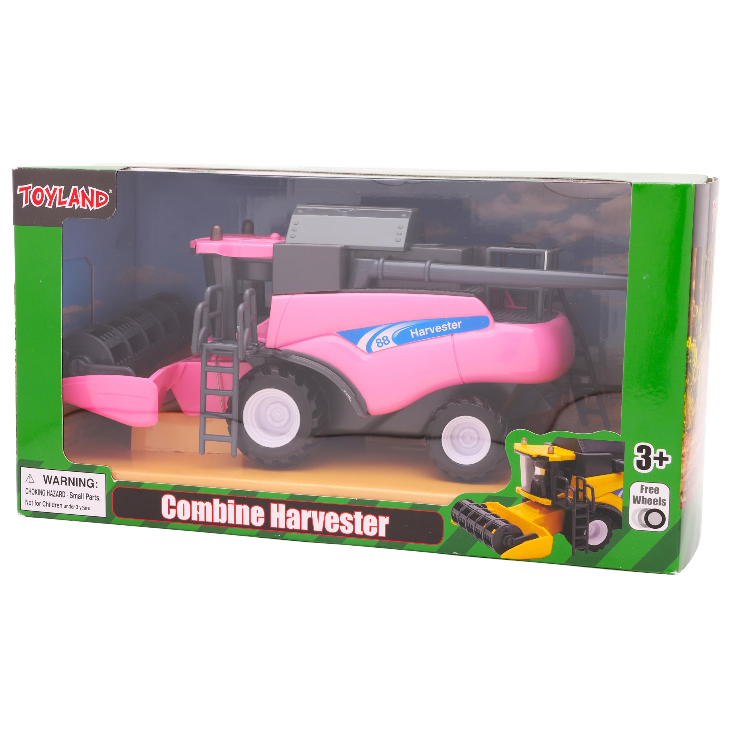 1:32 Scale Friction Powered Red Combine Harvester - Farm Toys - Size