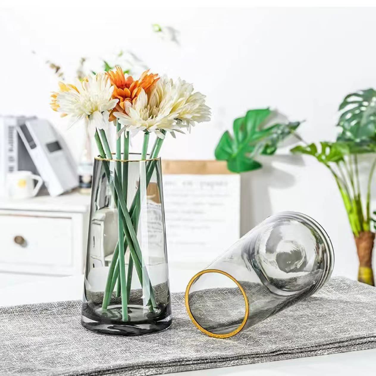 Amazon.co.jp: 花瓶 ガラス フラワーベース 花器 北欧風 大きい