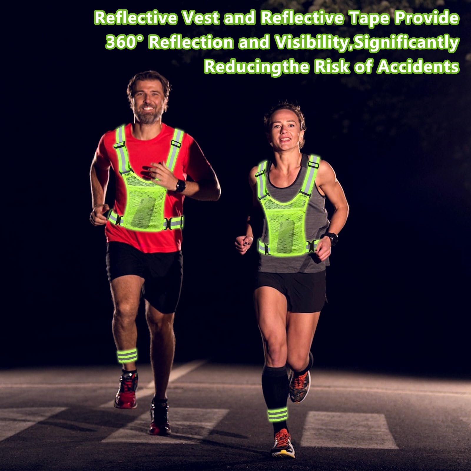 Gilet di Sicurezza, Gilet di Sicurezza Riflettente con 4 Fasce Riflettenti, Regolabile Gilet Antinfortunistici per Ciclismo Ogging Corsa Escursionismo Sport All'aria Aperta