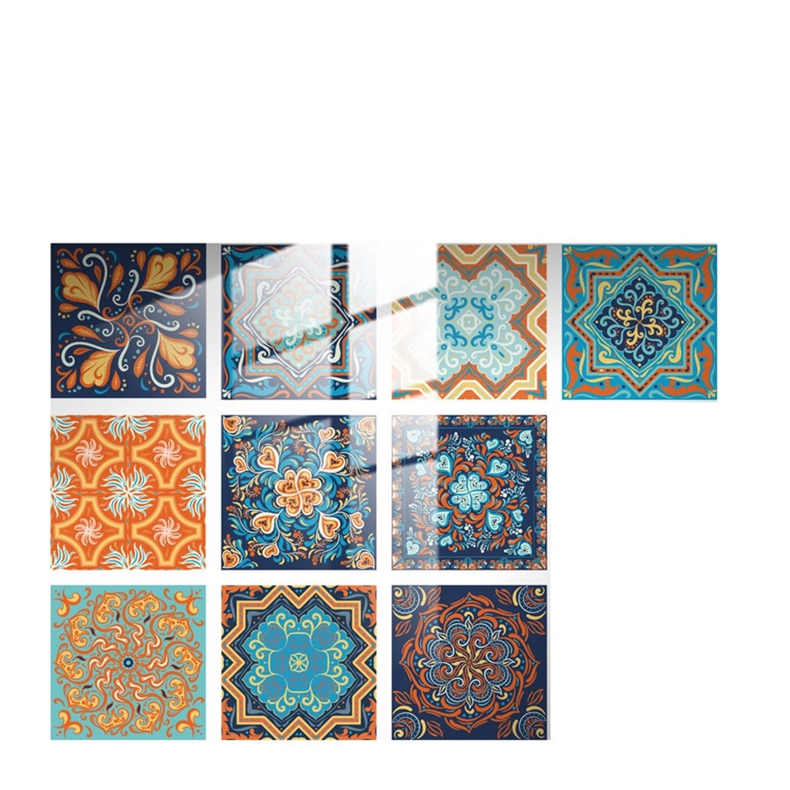 Wall Tile Sticker Tile Stickers 10pcs Retro Pattern Surface Crystal Tiles Sticker Waterproof Murals Self-Adhesive Decorative Kitchen Tables Wall(Color11)