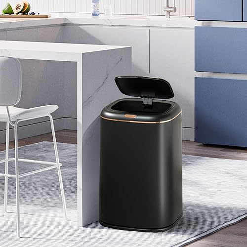 Miniatura 7 de Bote de basura automático de 9 galones para oficina y baño con tapas, cubo de basura de cocina con sensor sin contacto con cable USB, cubo de basura