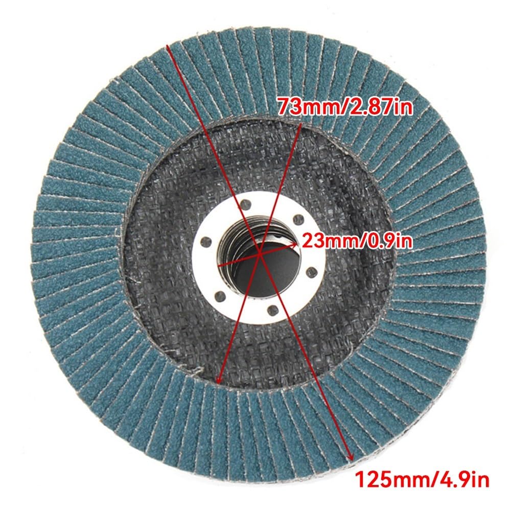 Winkelschleifer-Schleifscheibe 10 Stück 5-Zoll-Schleifscheiben zur Metallentfernung, Körnung 40/60/120, Winkelschleifer-Schleifrad, 125-mm-Fächerscheiben(40)