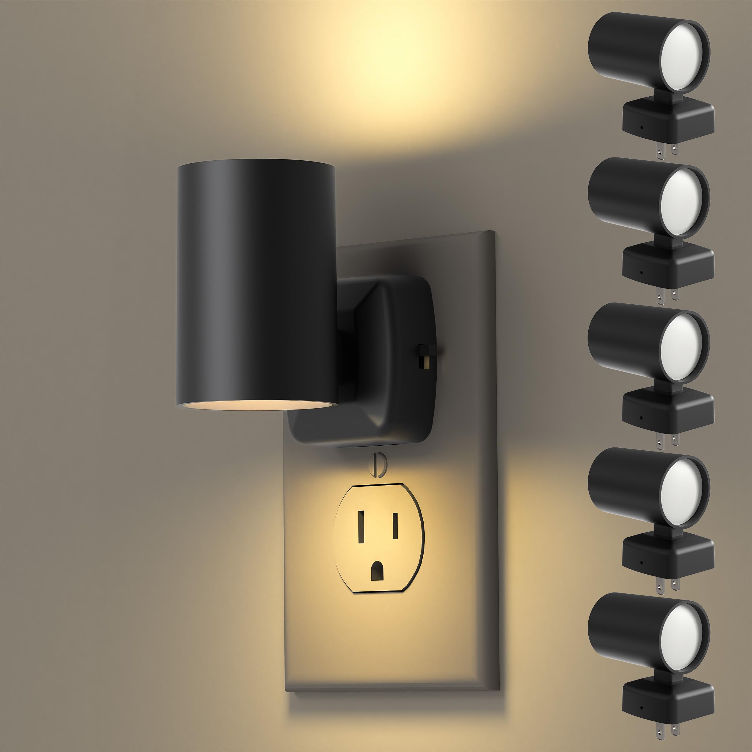 FWASTT Led Night Light Plug in Night Lights Plug into Wall Dusk to Dawn Sensor 20lm 40lm Adjustable