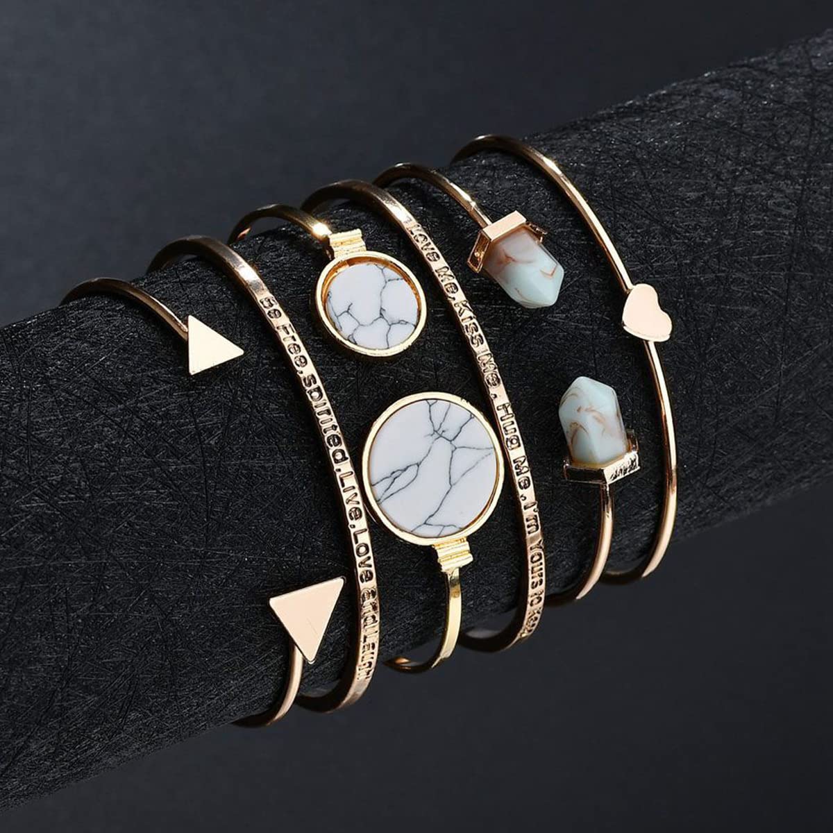 Set of 6 Contemporary Bracelets with Quotes