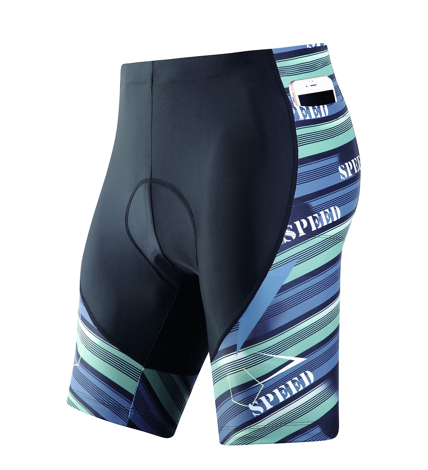 Men's Padded Bike Shorts Cycling Shorts Breathable Quick-Drying Bicycle Riding Pants Cycle Wear Tights with Pockets (Black,Large,Male,Adult,US,Alpha,Large,Regular,Regular)