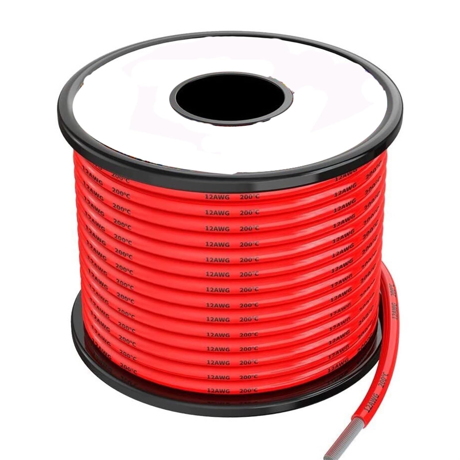 Troncalización Sólido Cables de Cobre estañado con oxígeno de 20 Metros 12AWG 3,3 mm2 Cable eléctrico de Silicona 10 Metros Negro y 10 Metros Rojo Conector Telar