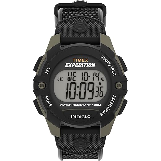 Timex Men's Expedition 41mm Watch - Black Strap Digital Dial Green Case