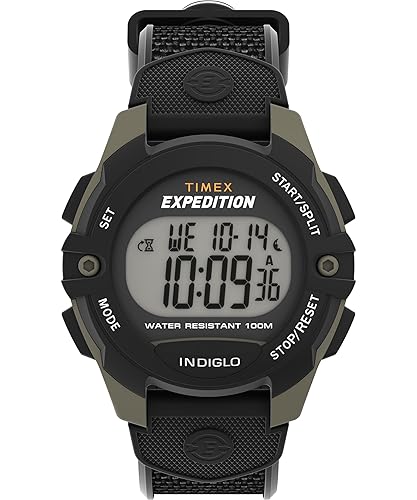 Reloj Expedition para hombre de 41 mm de Timex - Correa negra, dial digital, caja verde
