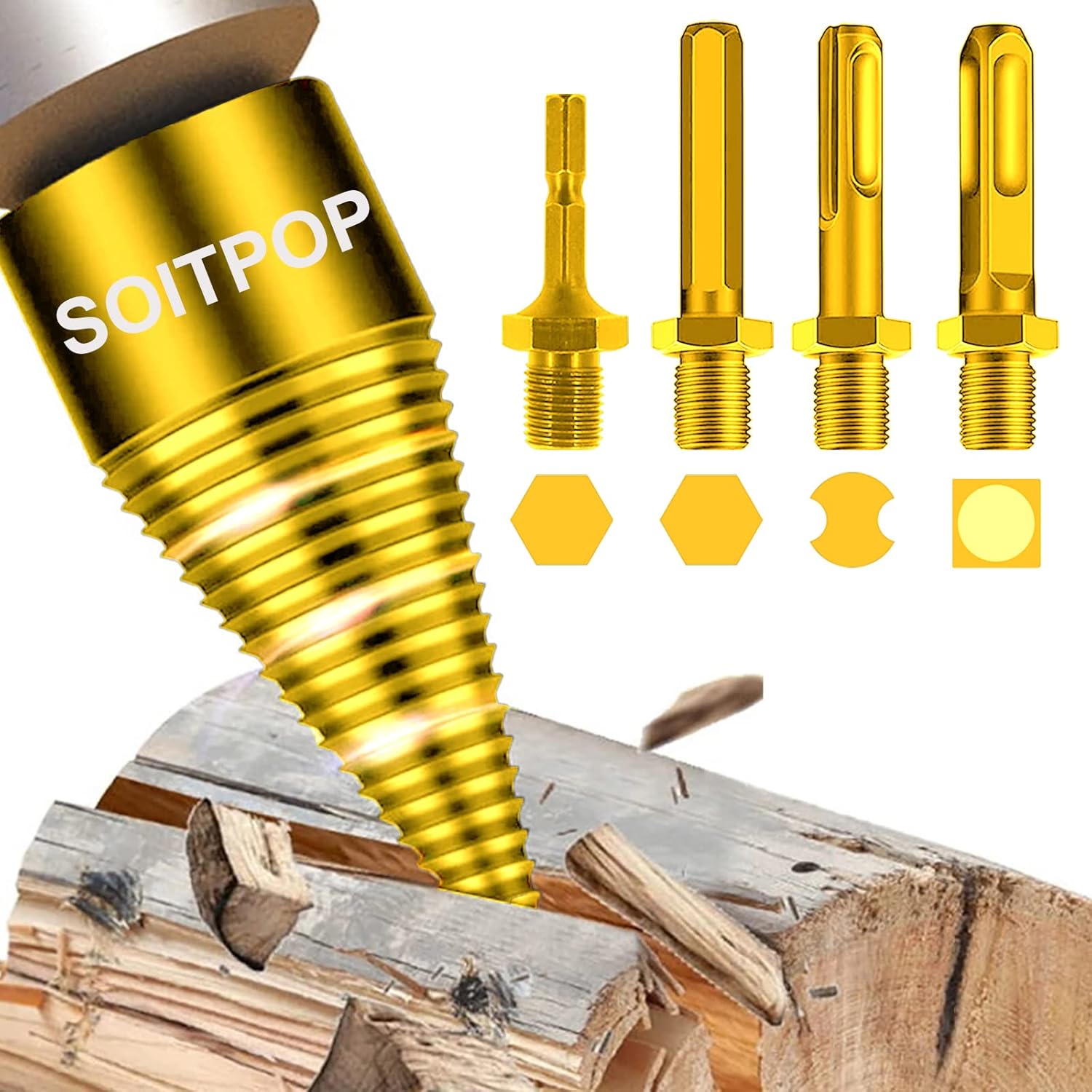 SOITPOP Firewood Log Splitter Drill Bit, 5 Pack Kindling
