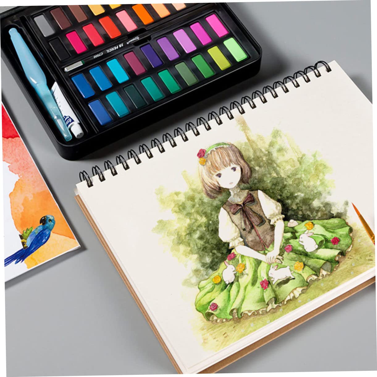 Gatuida 1pezzi Libro Spirale per Disegno Album da Disegno per Studenti Libro da Pittura per Ragazza Realizzato in Materiale di Leggero e Portatile per Viaggi e Attività all Aperto