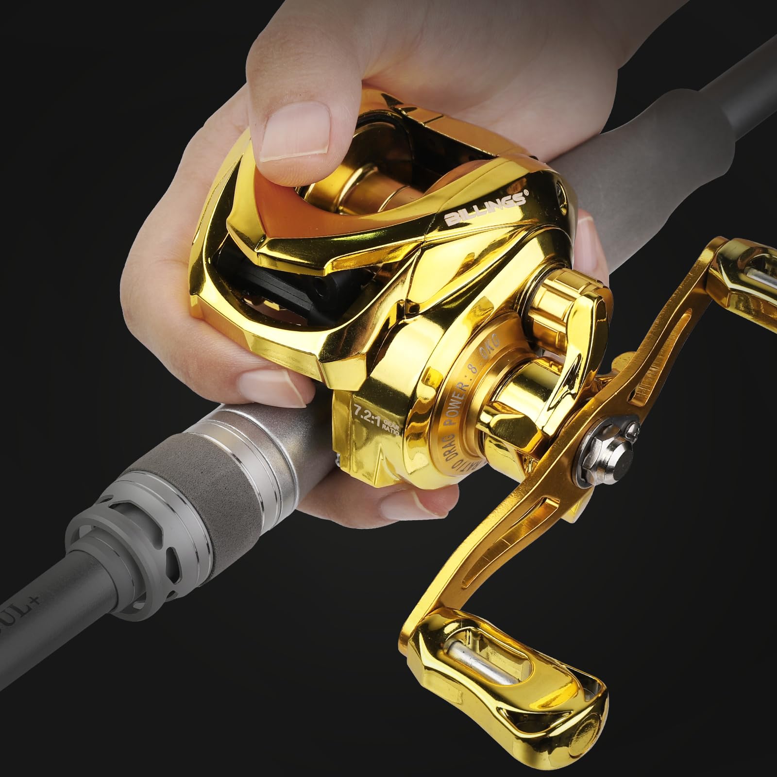 BILLINGS Baitcasting Reel, Lightweight Nylon Frame Baitcaster Fishing Reel,Compact Design,7.2:1 High-Speed Gear Ratio Casting Reel,Super Smooth,17.6LB Max Drag with Aluminum Spool (Left Hand) : Sports & Outdoors