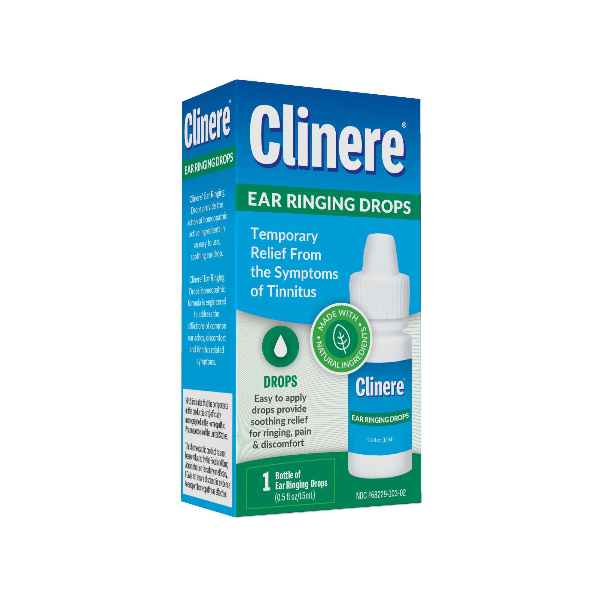 Clinere Ear Ringing Oil Relief, Ear Drops to Help Stop Ringing in The Ears, Tinnitus Relief, Noises in Ears, Pain and Discomfort, Relieves Ear Ringing, Buzzing, Clicking with Homeopathic Oil.5 fl